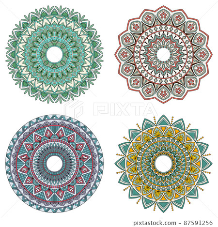 Set of color floral mandalas, vector illustration Set of color floral mandalas, vector illustration 87591256