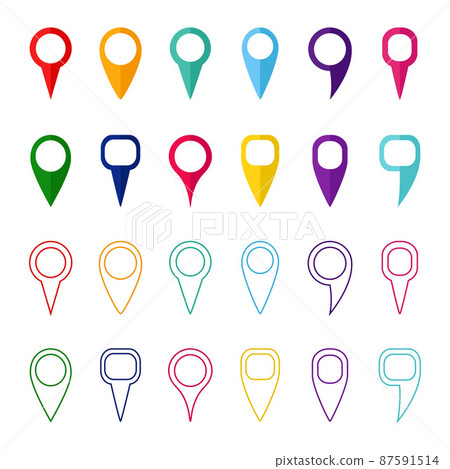 Set of colored map markers and pointers, vector illustration 87591514