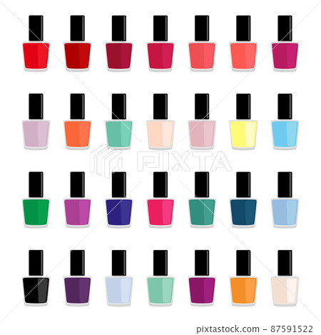 Set of colored nail polishes, vector illustration 87591522