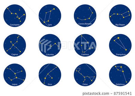 Constellations on blue round background, vector illustration Constellations on blue round background, vector illustration 87591541