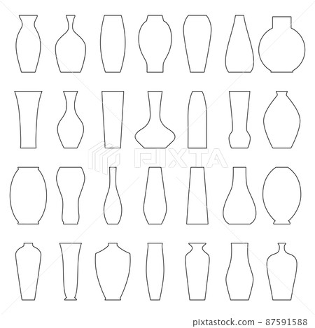 Set of contours of vases, vector illustration 87591588