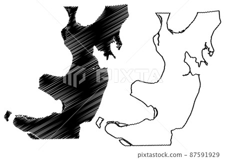 Lake County, State of Tennessee (U.S. county, United States of America, USA, U.S., US) map vector illustration, scribble sketch Lake map 87591929
