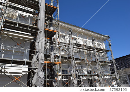 Scaffolding installed at construction site 87592193