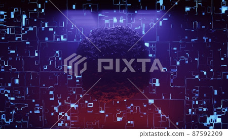 3d illustration with rock on 4K UHD hi tech background 3d illustration with rock on 4K UHD hi tech background 87592209