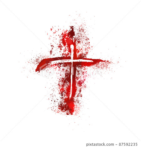 Bloody cross. Cross made of drops of paint.... - Stock Illustration ...