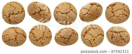 Italian amaretti, almond cookies isolated on white background 87592311