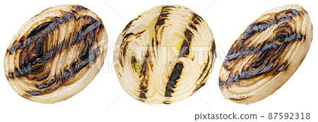 Grilled onion isolated on white background 87592318