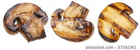 Grilled mushrooms isolated on white background 87592361