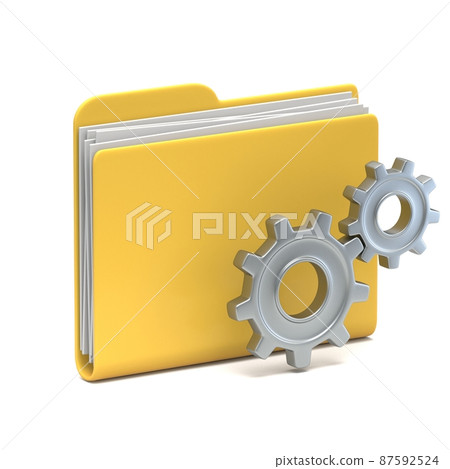 Yellow folder icon Settings concept 3D Yellow folder icon Settings concept 3D 87592524