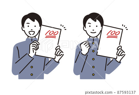 A junior high school boy who gets 100 points in a person test 87593137