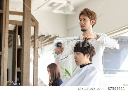 A man set by a beautician A man set by a beautician 87593611