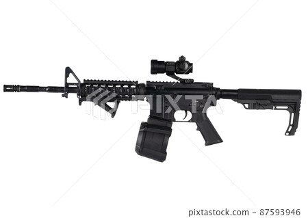 M4 assault rifle with optic scope and drum magazine 87593946