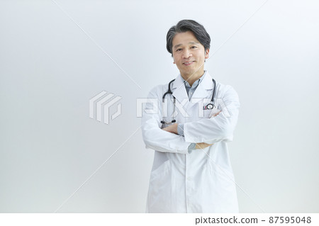 White coat doctor portrait 87595048