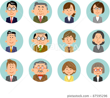 在辦公室工作的不同年齡的人的圖標 87595296