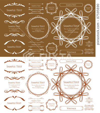 Spring plant motif frameset. Vintage flower. Decorative design. Trendy treatment 87595690