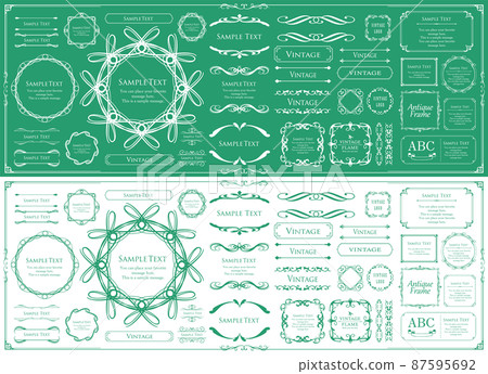 Spring plant motif frameset. Vintage flower. Decorative design. Trendy treatment Spring plant motif frameset. Vintage flower. Decorative design. Trendy treatment 87595692