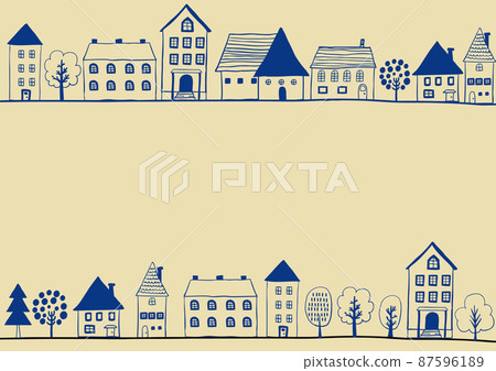 Scandinavian style cityscape frame (dark blue) 87596189