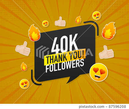 Thank you 40000 followers on yellow background. White background. Vector design. Flat design. Social media Thank you 40000 followers on yellow background. White background. Vector design. Flat design. Social media 87596208