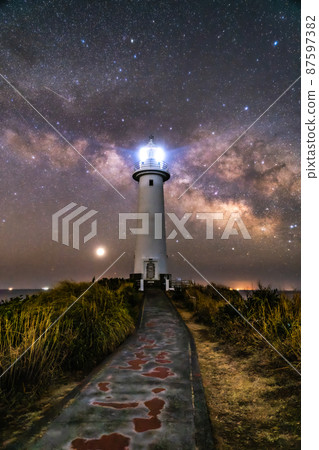 《Shizuoka Prefecture》 Milky Way and Lighthouse ・ Izu Peninsula Cape Tsumeki 87597382