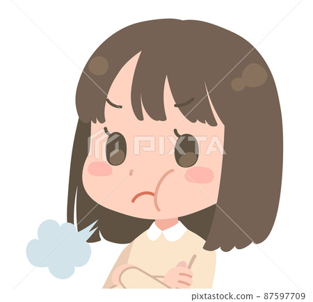Illustration of a stuffy girl with arms folded 87597709