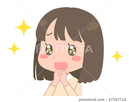 Illustration of a girl who rejoices glitter Illustration of a girl who rejoices glitter 87597718