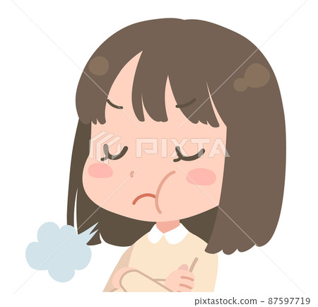 Illustration of an angry girl with arms folded 87597719