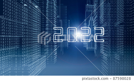 2022 image New Year's card material for business New challenge in the new year Challenge to DX 87598028