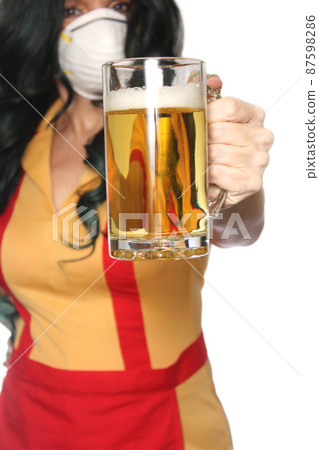 Restaurant and Bar Waitress Wearing Face Mask To Prevent illness 87598286