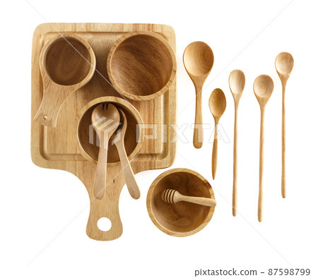 Top view of wooden utensils 87598799