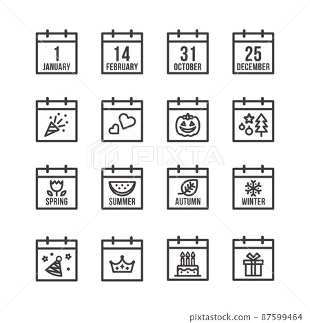 A simple calendar icon with the image of an event or season 87599464