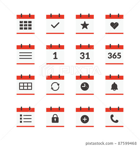 Flat icon set with the image of a calendar or schedule 87599468