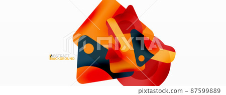 Primitive geometric shapes - line, triangle, square and circle composition. Vector geometric minimal abstract background for wallpaper, banner, background, landing page 87599889