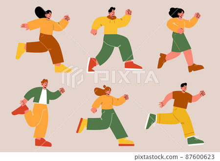 Running people, men and women run marathon, race 87600623