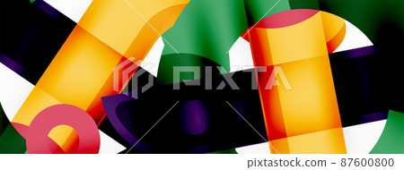 Minimalist geometric abstract background. Lines, circles with shadow effects composition wallpaper design Minimalist geometric abstract background. Lines, circles with shadow effects composition wallpaper design 87600800