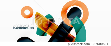 Minimalist geometric abstract background. Lines, circles with shadow effects composition wallpaper design Minimalist geometric abstract background. Lines, circles with shadow effects composition wallpaper design 87600801