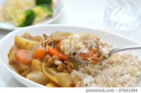 手工咖哩咖哩飯配發芽糙米和年糕 87601064