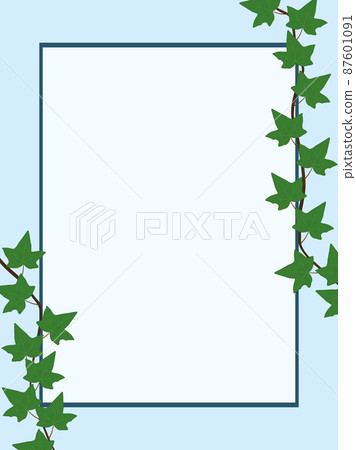 Light blue colour background with rectangle frame and ivy vines vector illustration Light blue colour background with rectangle frame and ivy vines vector illustration 87601091