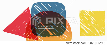 Abstract background. Hand drawn geometric shape - square, circle and triangle. Craft business concept template for wallpaper, banner, background or landing 87601290