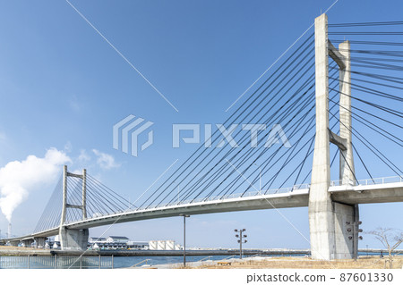 Blue Sky and Matsukawaura Ohashi, Soma City, Fukushima Prefecture 87601330