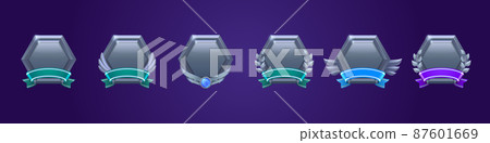 Game level metallic ui icons, empty badges set 87601669