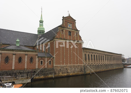 17th century Holmens Kirke church on Holmens Canal at Copenhagen, Denmark 87602071