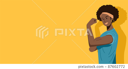 African american woman with her arms raised up.... - Stock Illustration ...