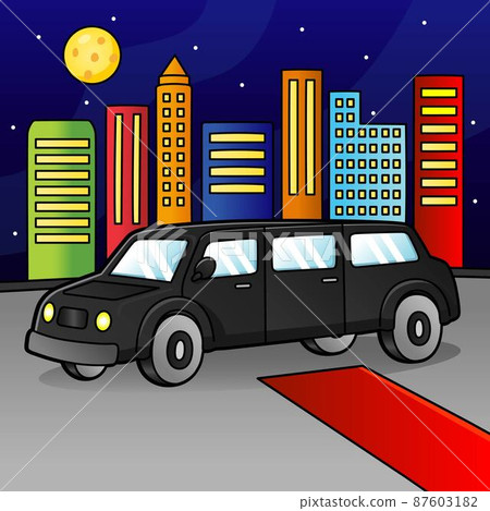 Limo Cartoon Colored Vehicle Illustration Limo Cartoon Colored Vehicle Illustration 87603182