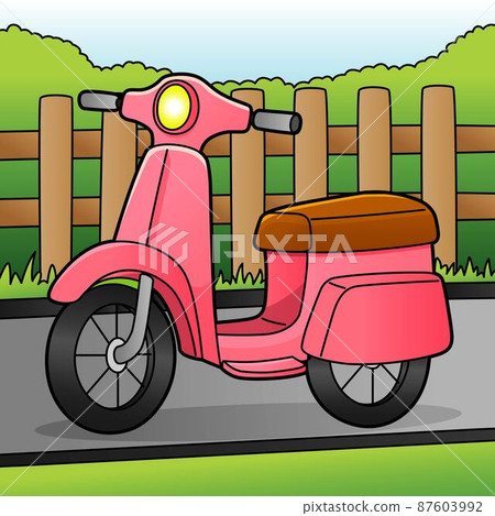 Scooter Cartoon Colored Vehicle Illustration 87603992