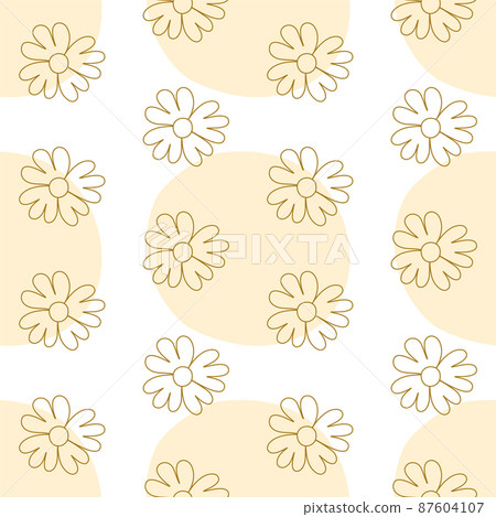 Single continuous line drawing floral pattern Summer flower on spot. Sunflower in one continuous line. Minimalist linear sketch. Vector illustration 87604107
