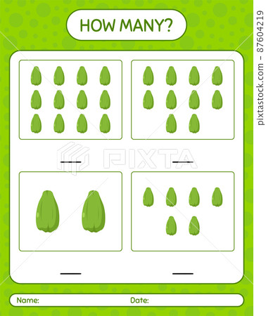 How many counting game with chayote. worksheet for preschool kids, kids activity sheet, printable worksheet 87604219