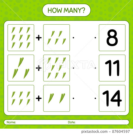 How many counting game with okra. worksheet for preschool kids, kids activity sheet, printable worksheet How many counting game with okra. worksheet for preschool kids, kids activity sheet, printable worksheet 87604597