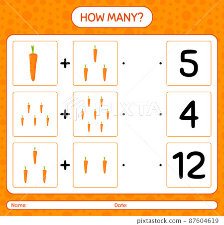 How many counting game with carrot. worksheet for preschool kids, kids activity sheet, printable worksheet How many counting game with carrot. worksheet for preschool kids, kids activity sheet, printable worksheet 87604619