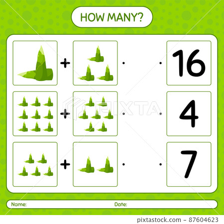How many counting game with bamboo shoot. worksheet for preschool kids, kids activity sheet, printable worksheet 87604623