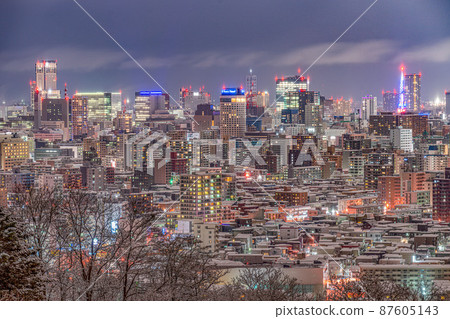 北海道札幌旭山紀念公園夜景城市景觀 87605143